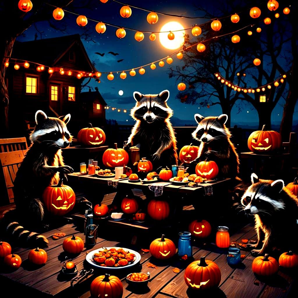 Raccoons' Halloween Party: Detailed Matte Painting
