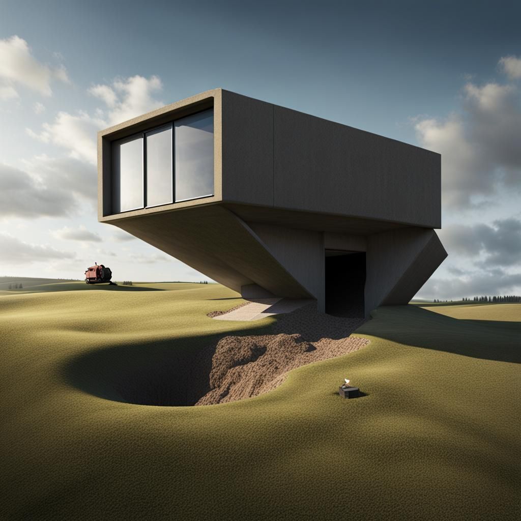 House Next to Bunker with Bomb