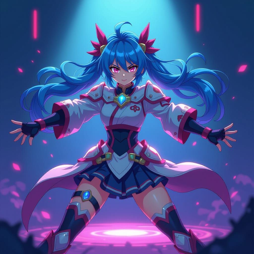 Vibrant Anime Character Cesium in Cel-Shaded Style