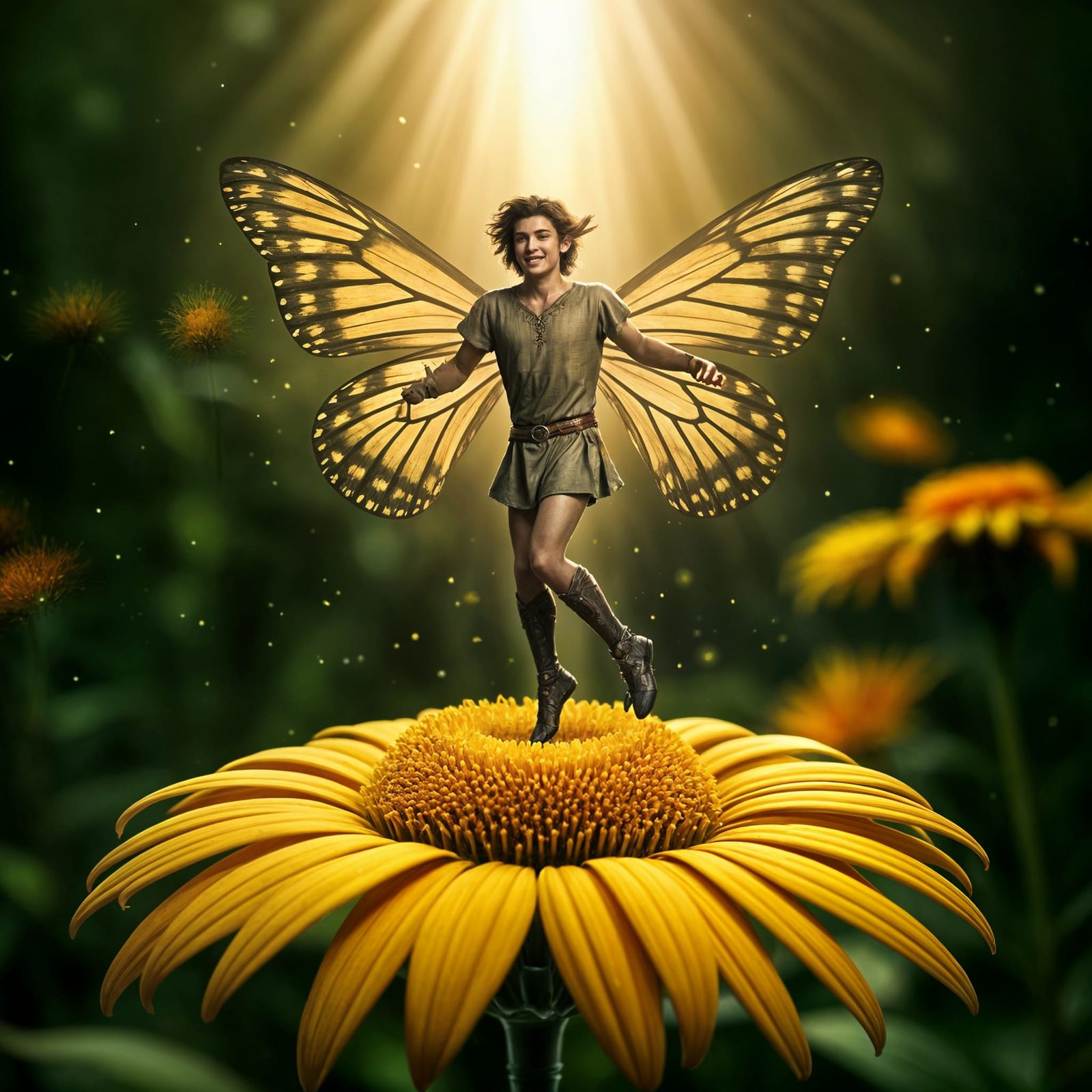 Joyous Butterfly-Winged Pixie Dances in Dawn Light