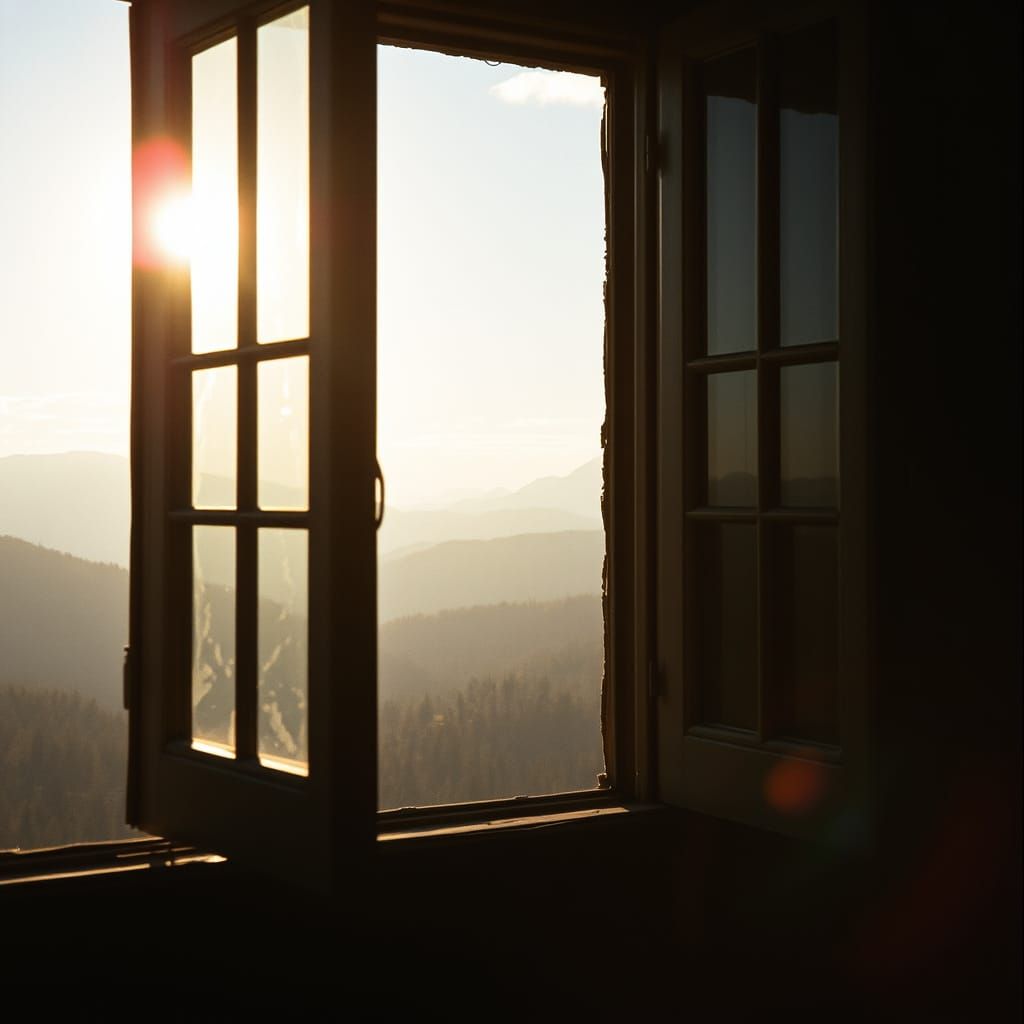 Cinematic Vista Through a Weathered Window