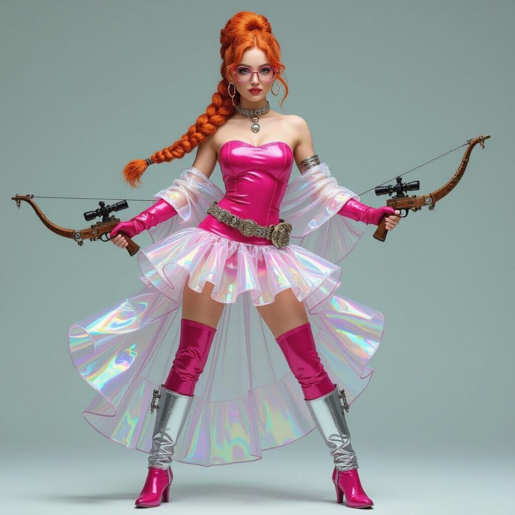 Dwarf Warrior in Pink Dress, Pop Surrealism Style