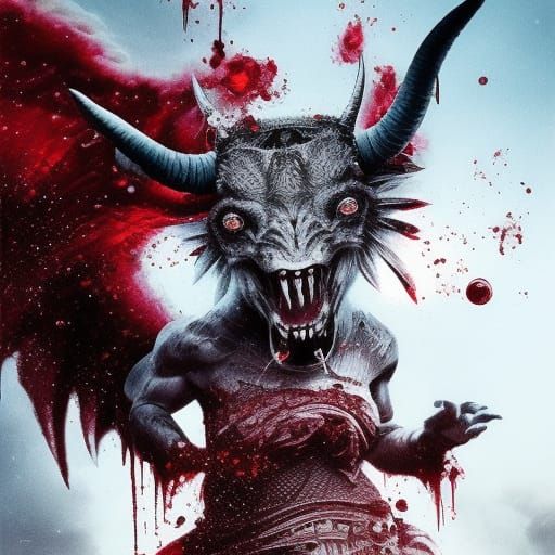 Cute Bubble Devil with Horns and Soulful Eyes