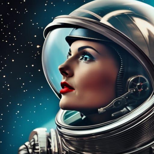 Retro Space Girl in 1950s Sci-Fi Style