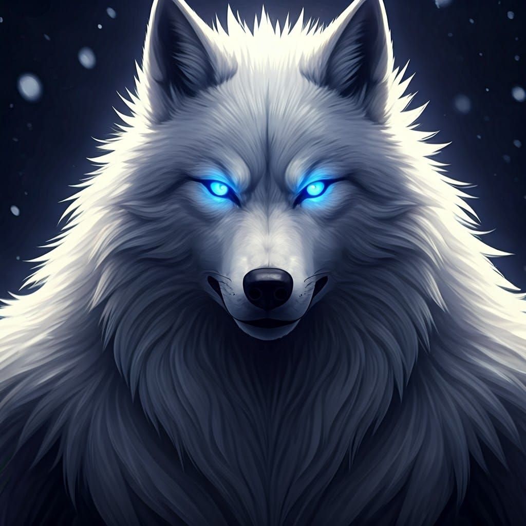Majestic White Werewolf Under Moonlight in Anime Style