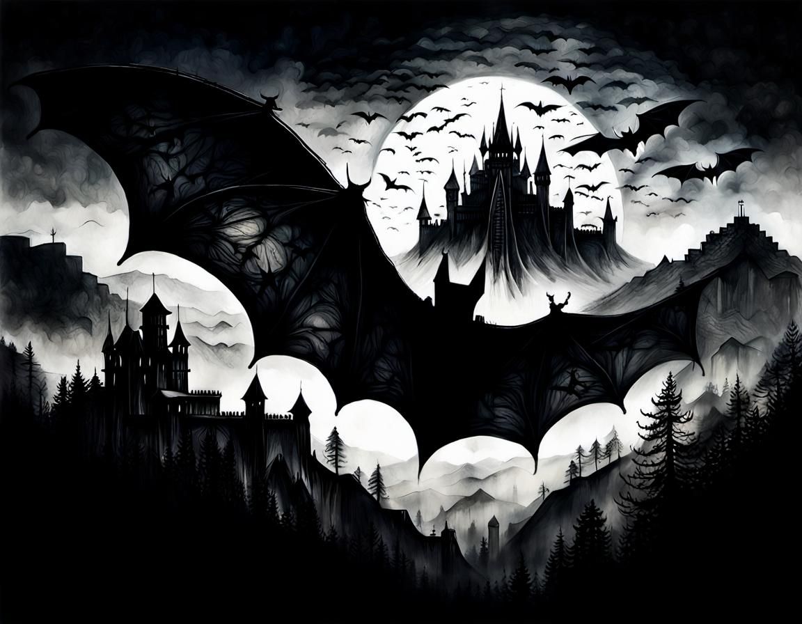 Dark Fortress Drawing in Giger Style