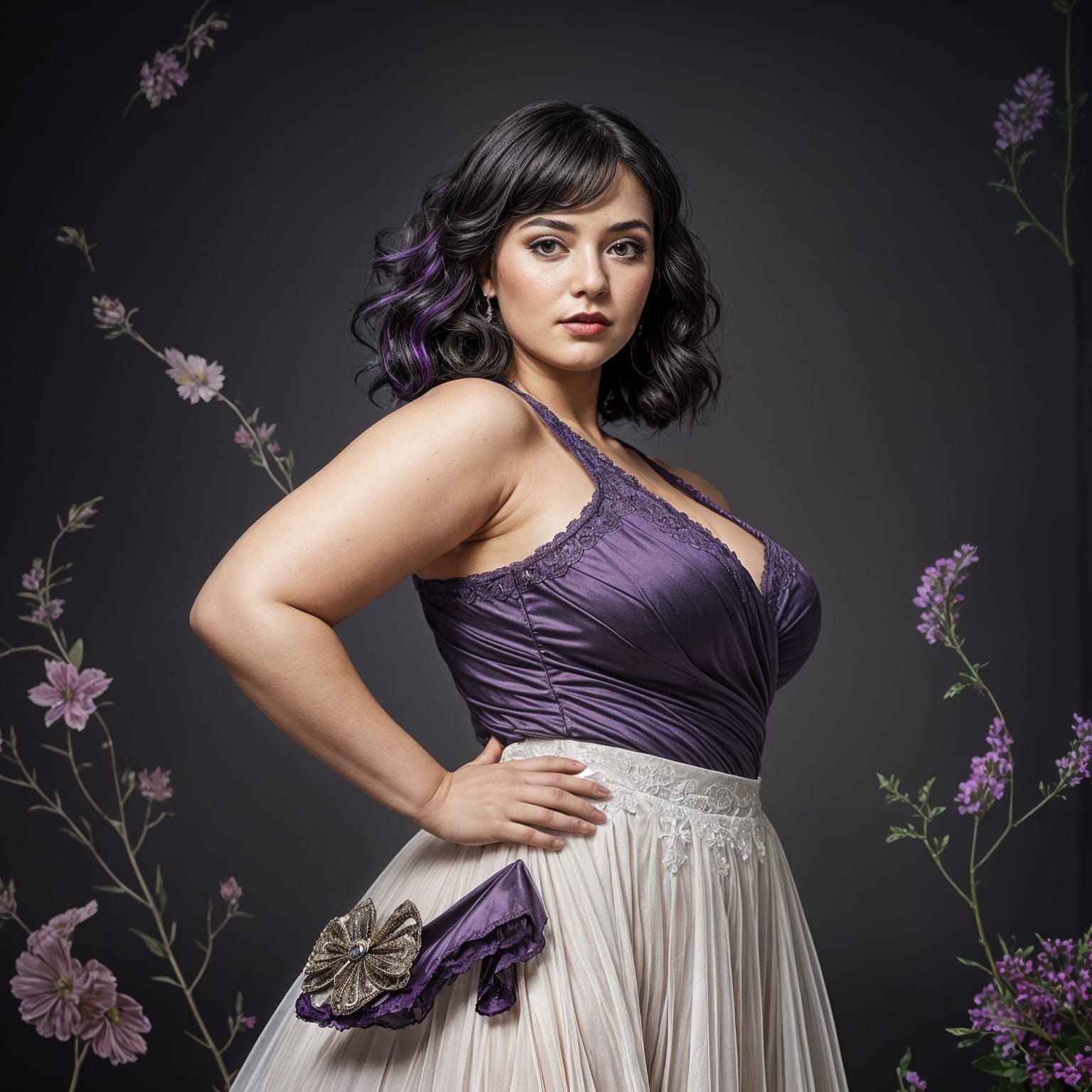 Dark Academia Curvy Woman with Polka Dot Shoes