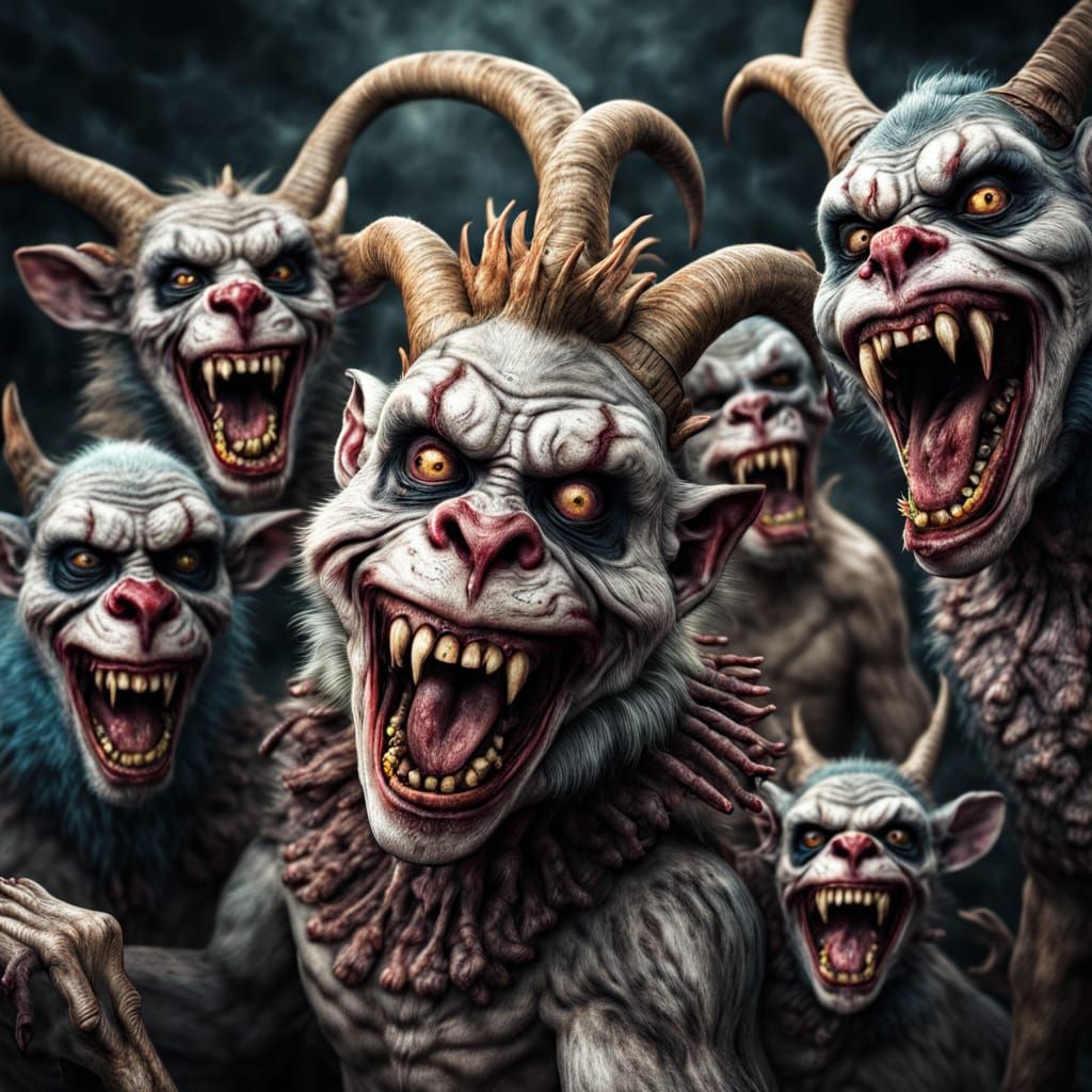Zombie Monkey Clown Deer Hybrid Creature Group Photo