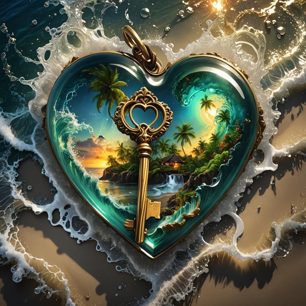 Liquid Glass Key to Heart-Shaped Island