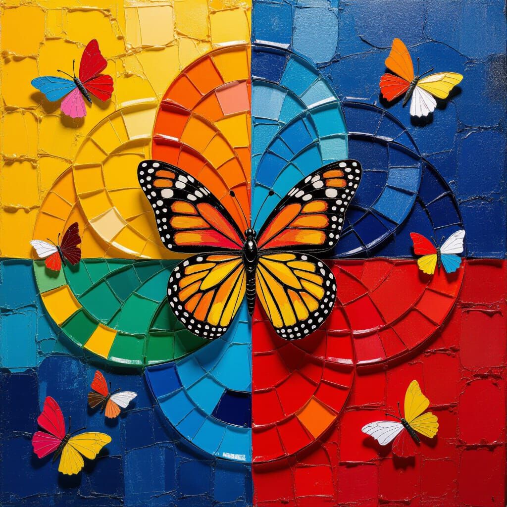 Abstract Butterfly Wings in Impasto Painting Style