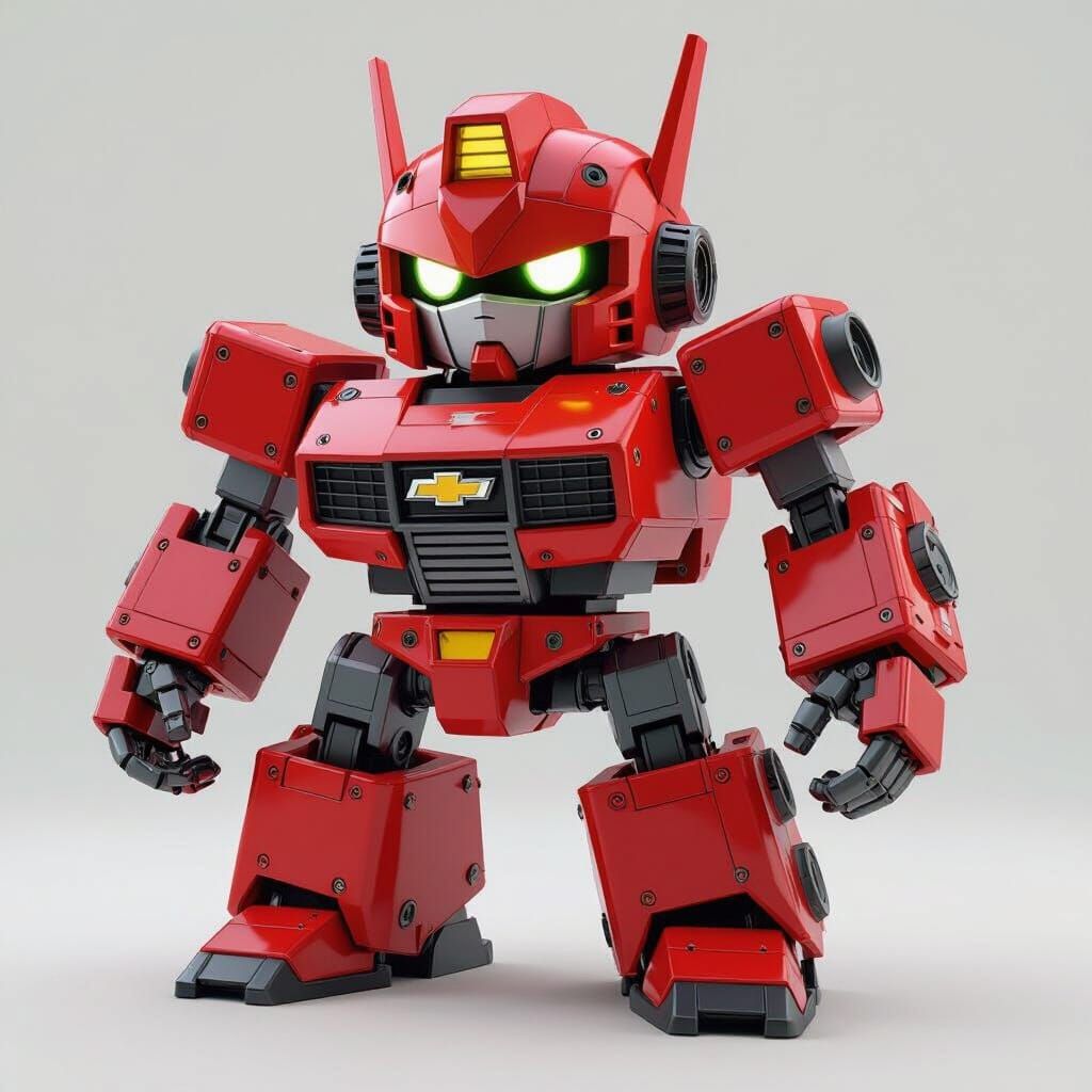 Cute Transformer Robot Made from Red Chevrolet Aveo