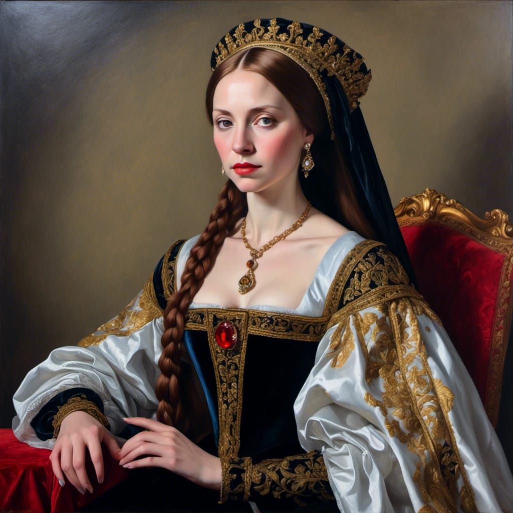 Catherine of Aragon Portrait in Holbein Style