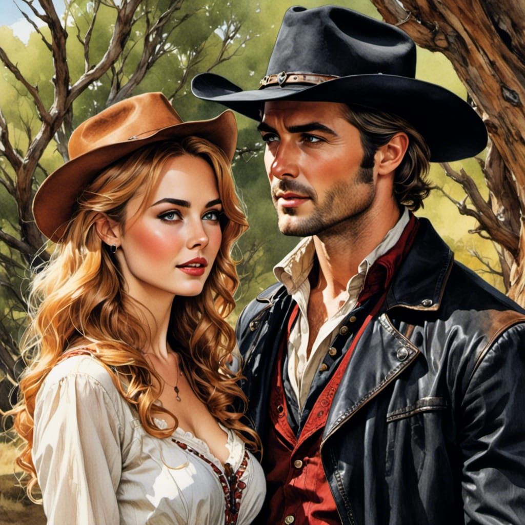 Dark Romantic Western Sketch Art