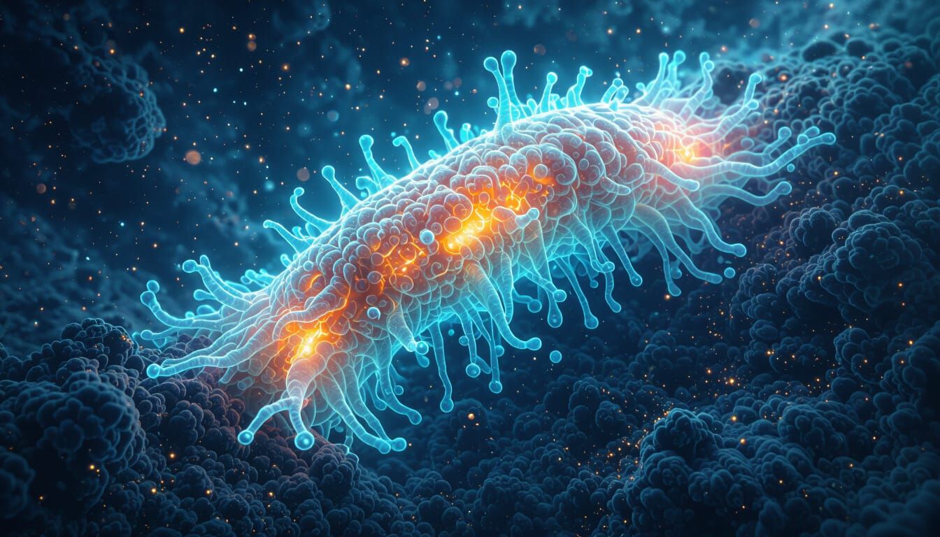 Bioluminescent Filamentous Archaea Organism: Extreme Detail ...