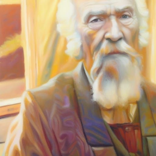 Kind Old Man Portrait in Impressionistic Style