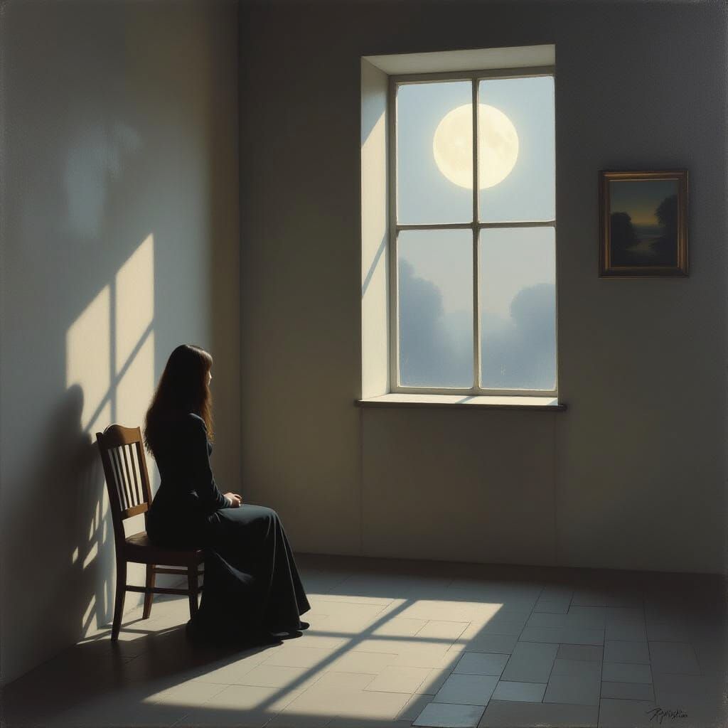 Atmospheric Room Lit by Ethereal Moonlight