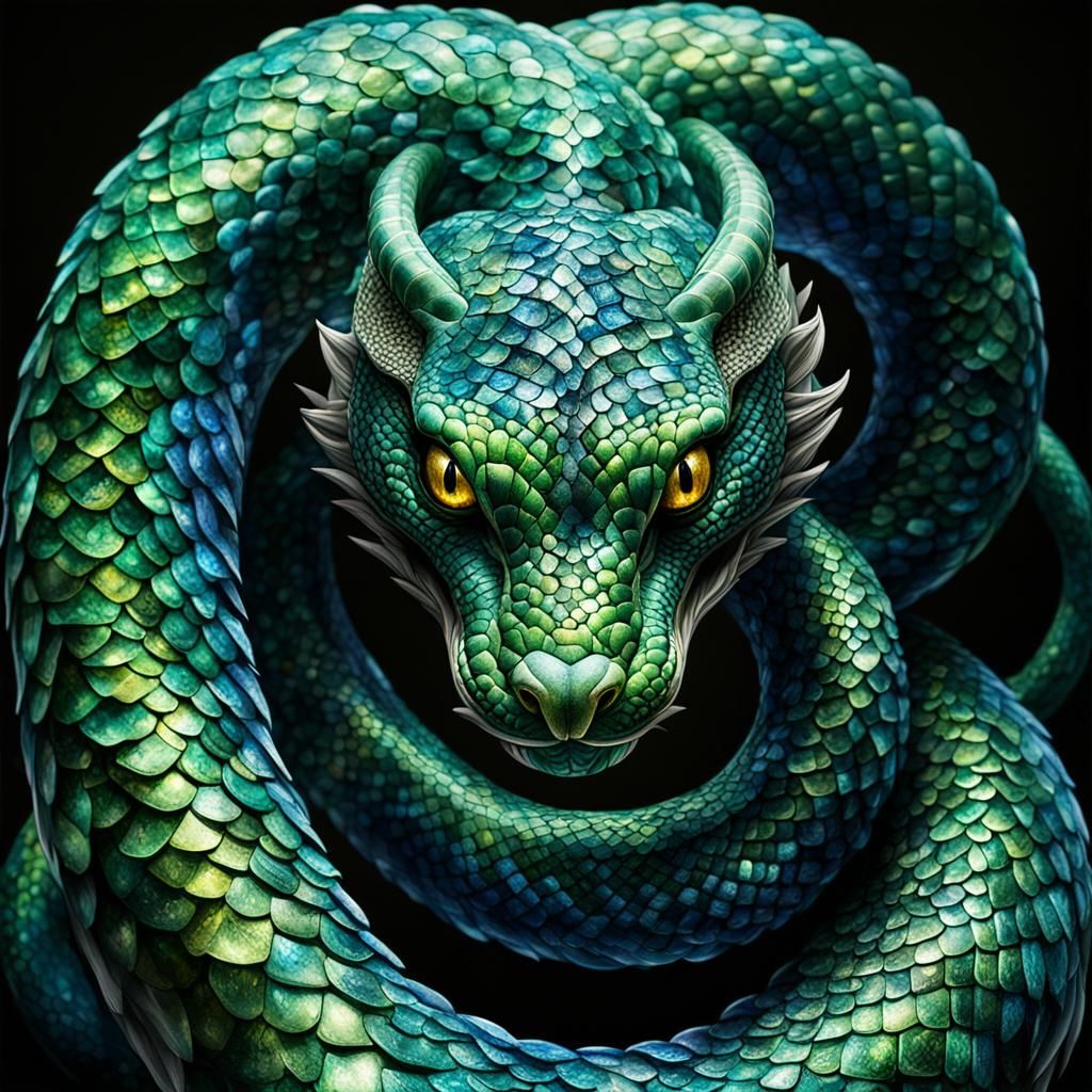 Emerald and Sapphire Serpent Coiled
