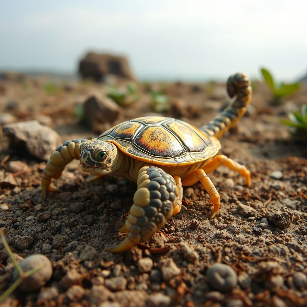 Scorpion Turtle Hybrid in Nature Photography Style