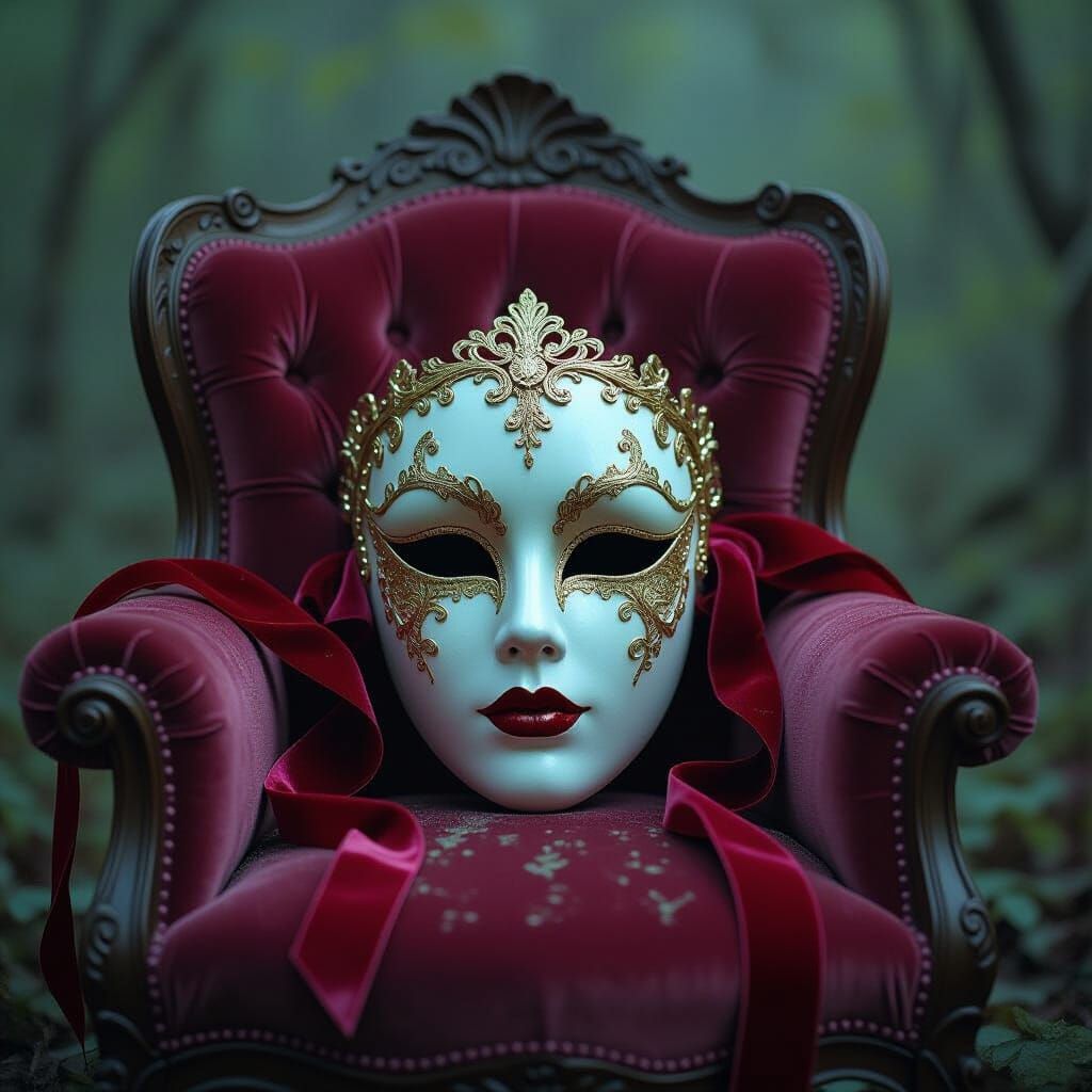 Shattered Porcelain Mask Reclaimed by Nature