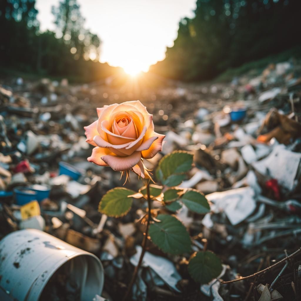 Rose in a Landfill: Symbol of Hope