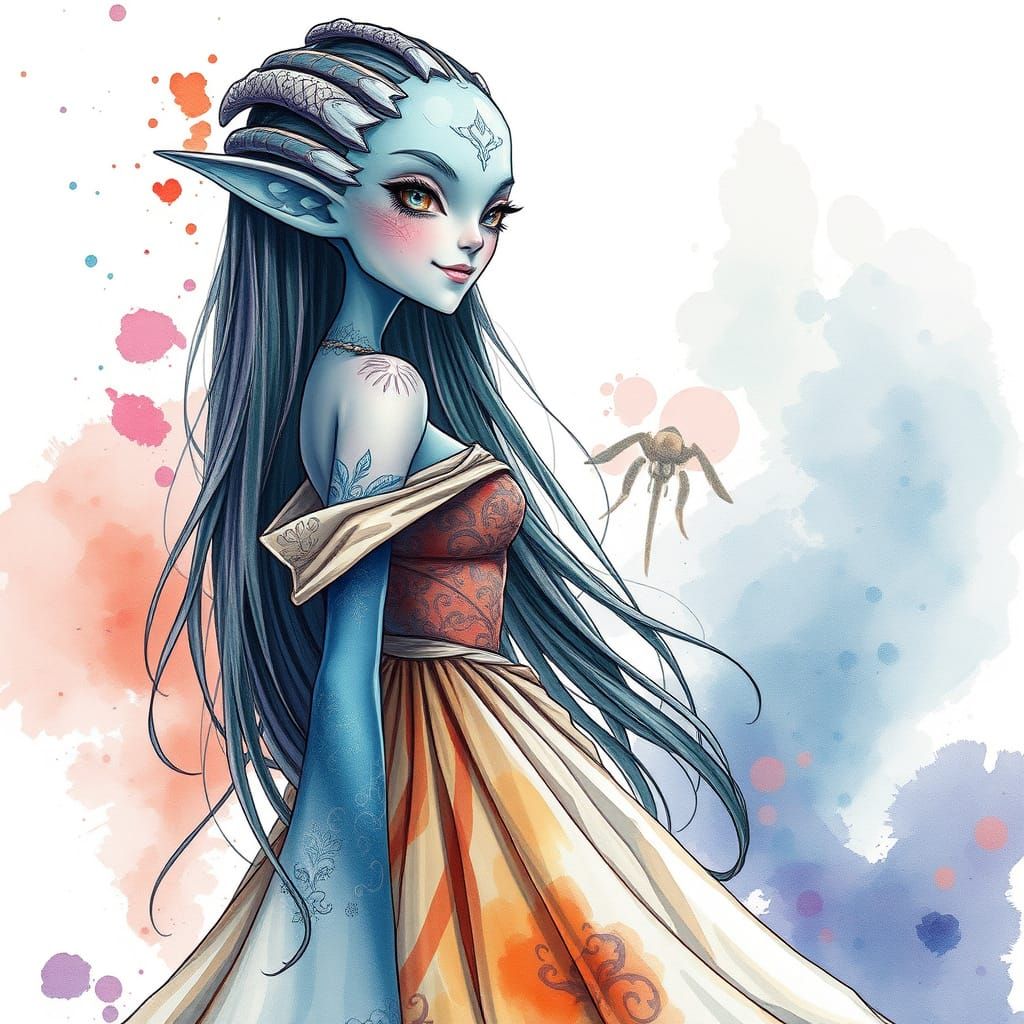 Ethereal Alien Goddess in Celestial Garb