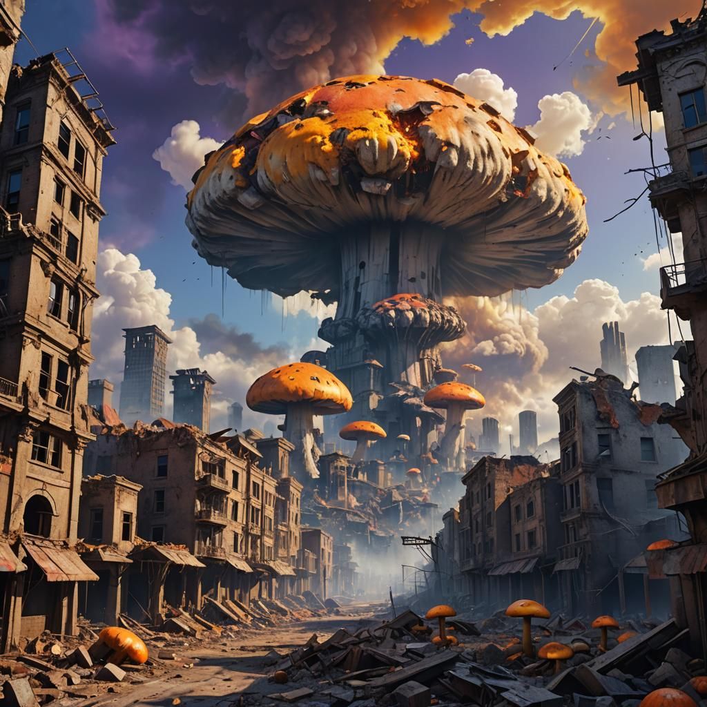 Dystopian Cityscape: Mushroom Cloud in Unreal Engine 5