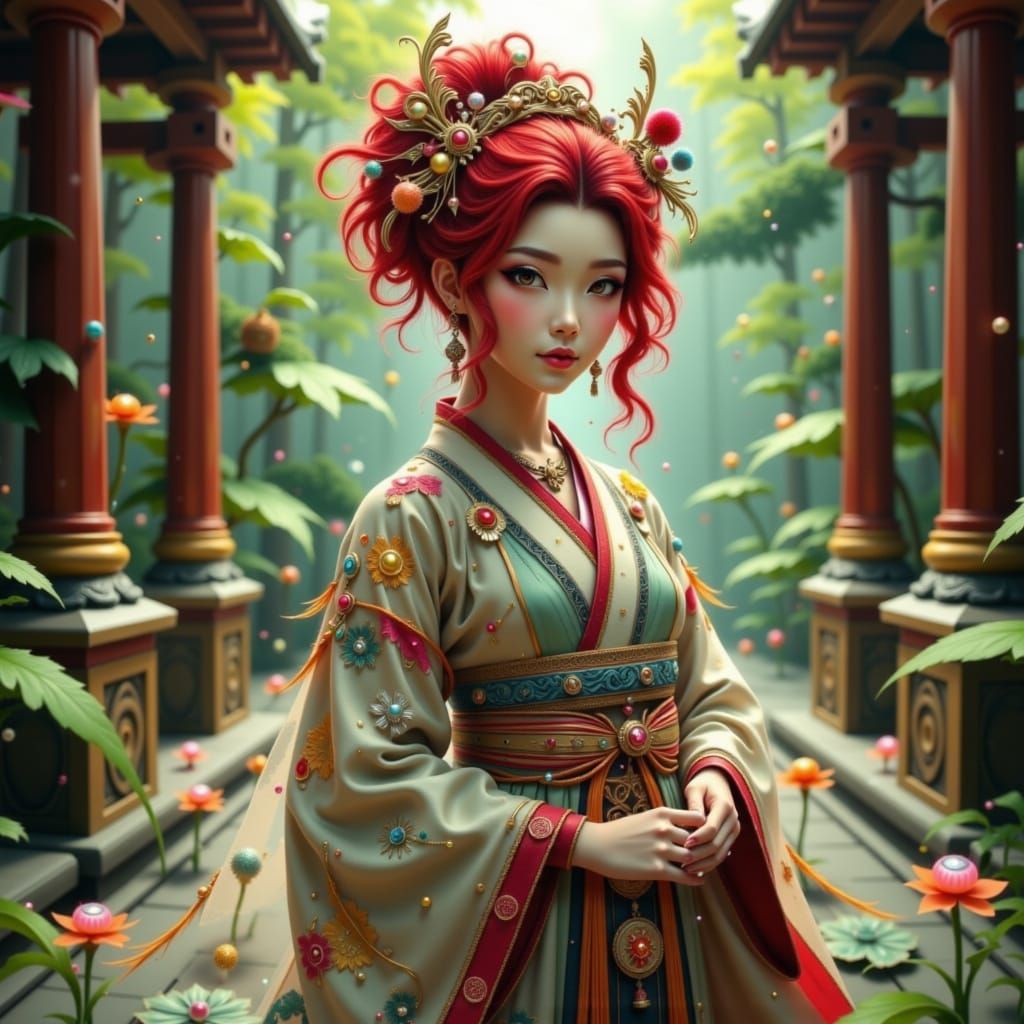 Princess Rokujo in Heian Palace: Japanese Art Style