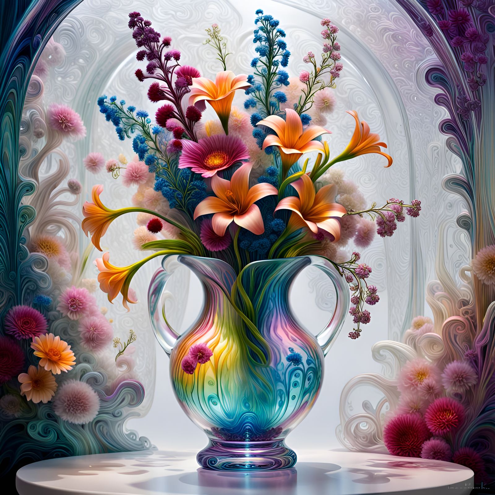 Glass vase of flowers