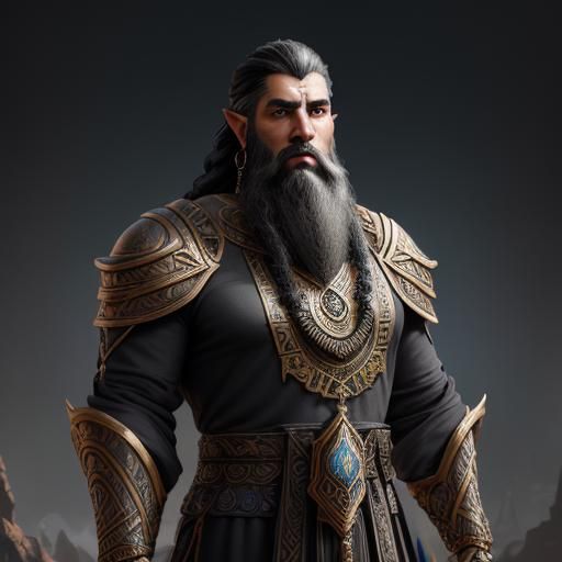Dwemer Elf with Assyrian Beard, Matte Painting
