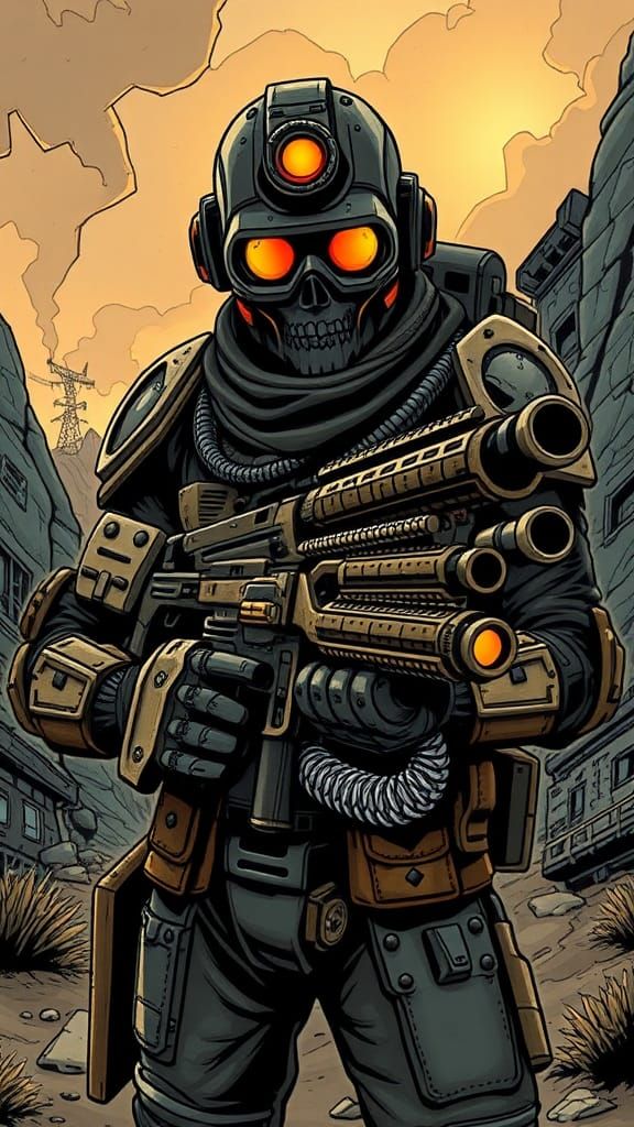 Post-Apocalyptic Comic Mech Gunslinger