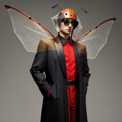 Sensual Man as Mosquito in Vibrant Colors