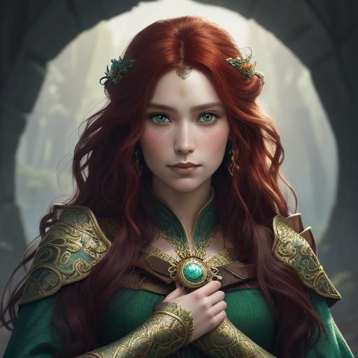 Fantasy Portrait of Merida Brave in Art Nouveau Style