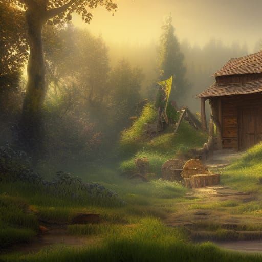 Detailed Countryside Matte Painting in Deep Color