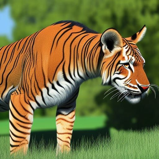 Hyperrealistic Cartoon of a Liger