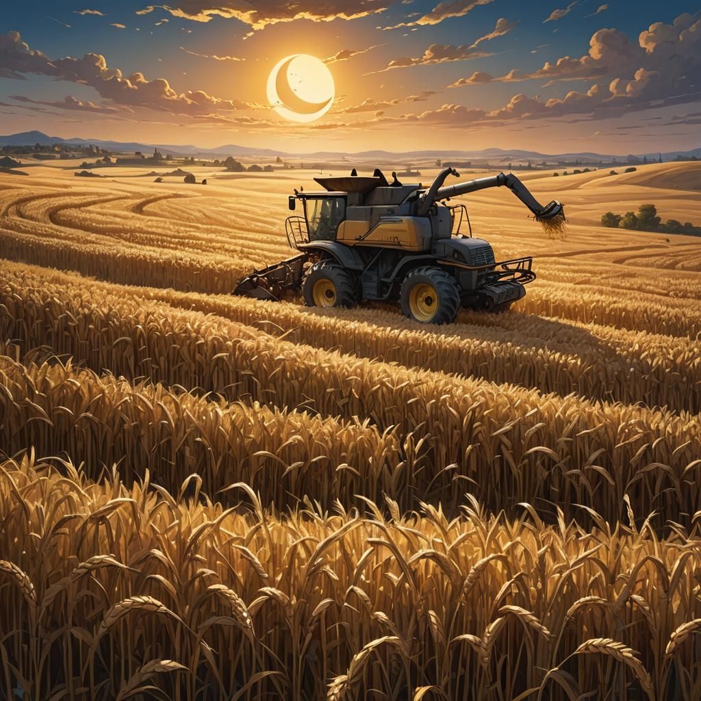Golden Wheat Field at Harvest Time, Matte Painting