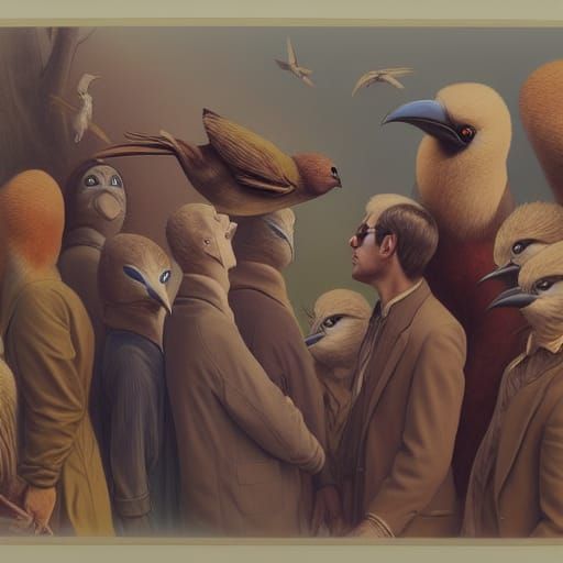 Reverse Birdwatching: Anthropomorphic Birds Observe Humans