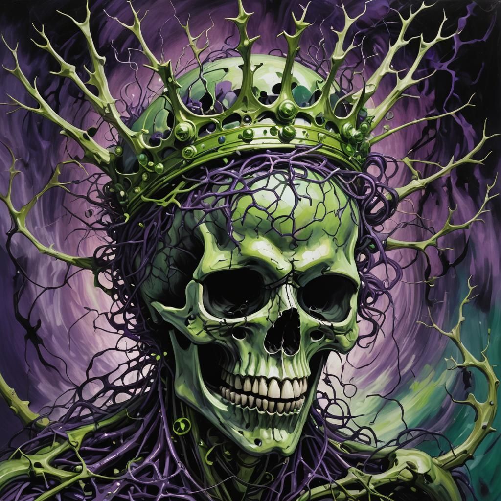 Surrealist Death's Head in Agony: A Dark Fantasy