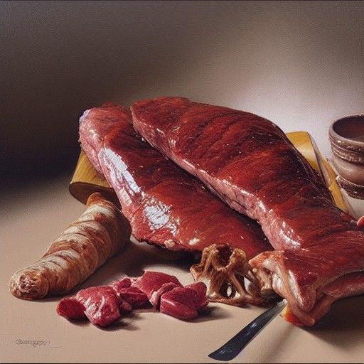 Meat on Bone in Oil Painting Style