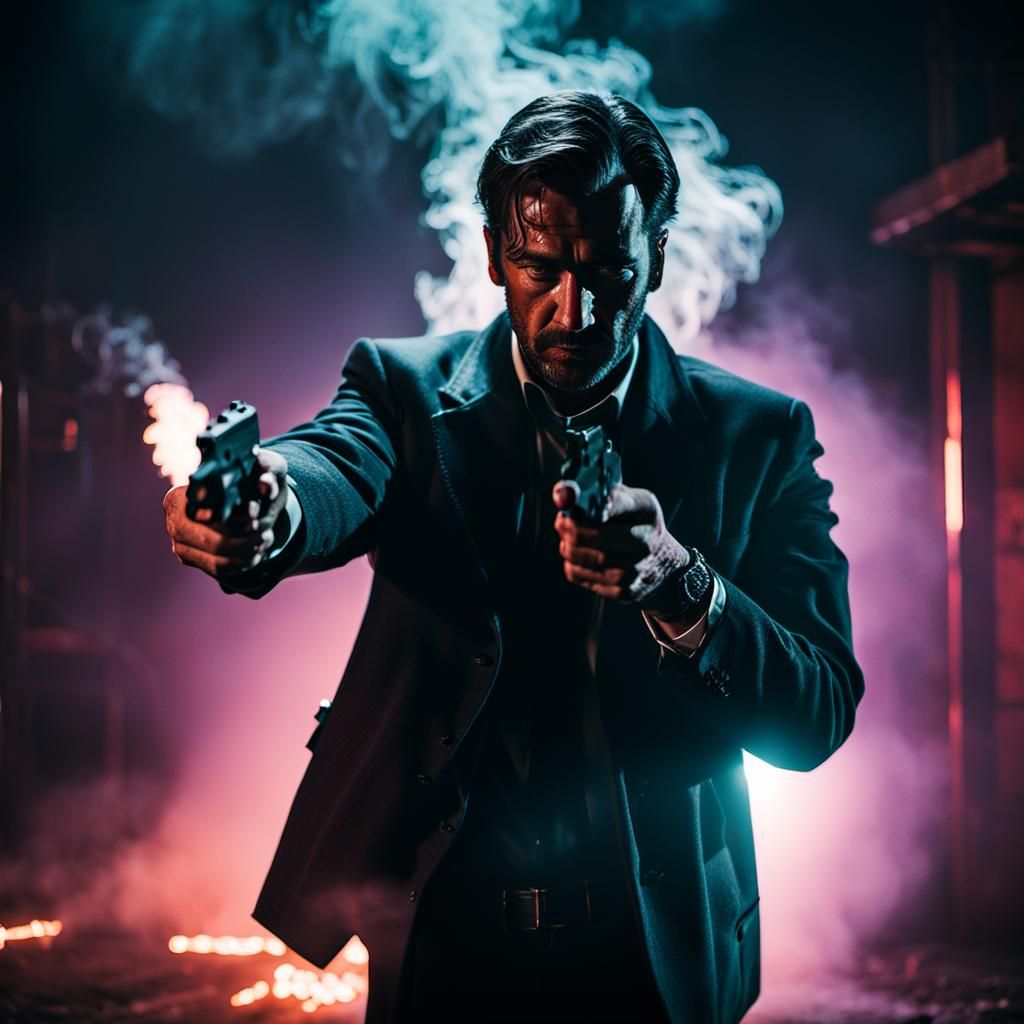 Gangster with Glock in Film Noir Style