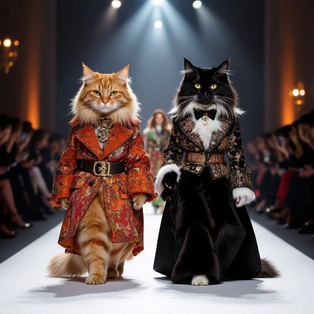 Cats Strut Gucci Runway in Autumnal Vogue Fashion