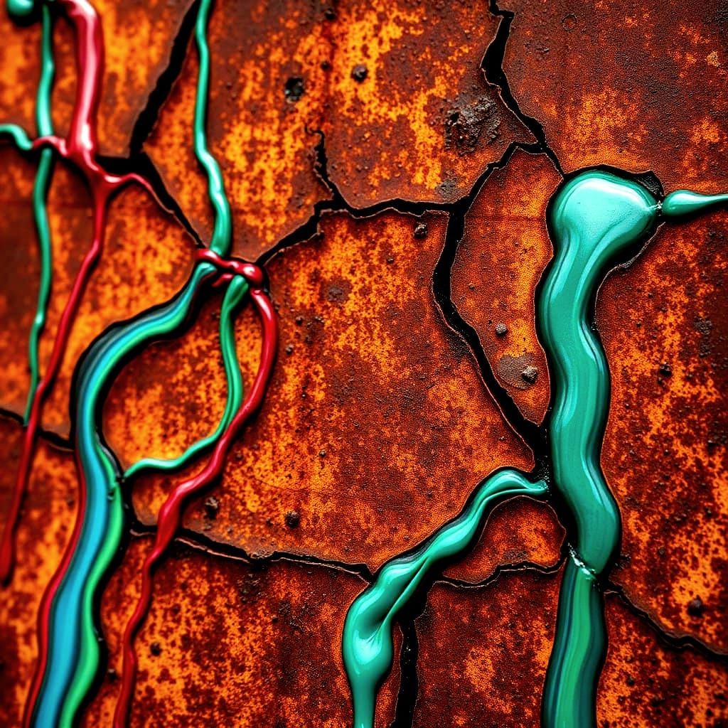 Abstract Rusted Metal in Warm Colors