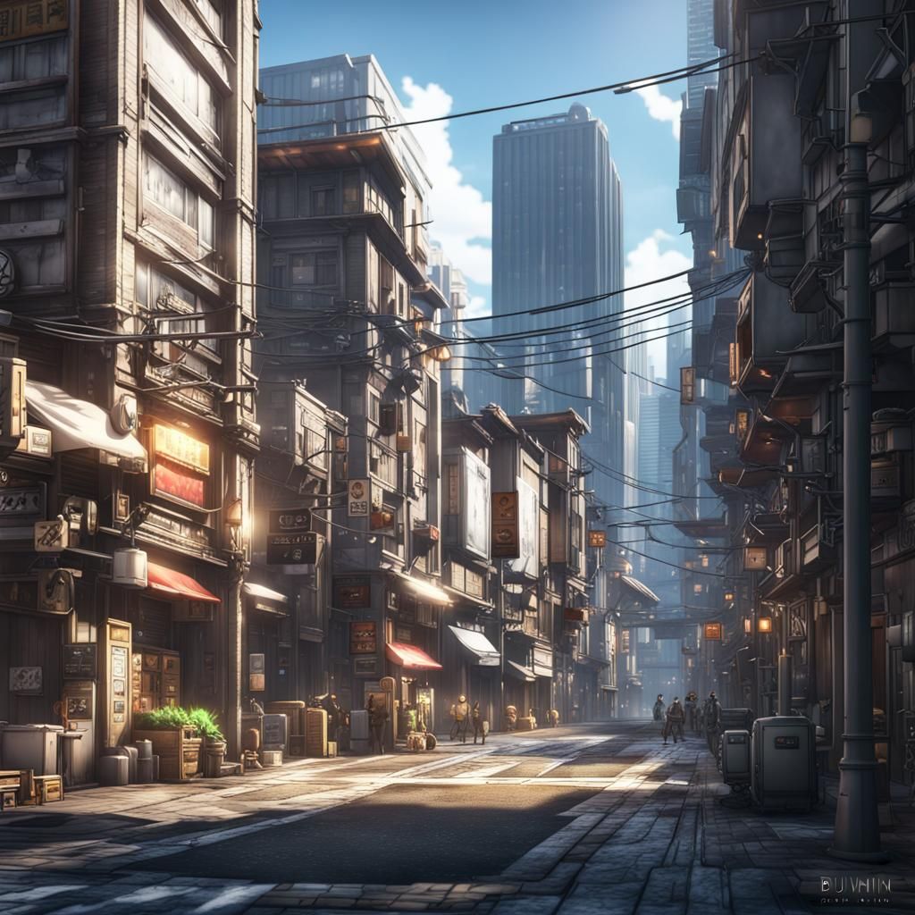 Anime Style Downtown Area in 8K Resolution