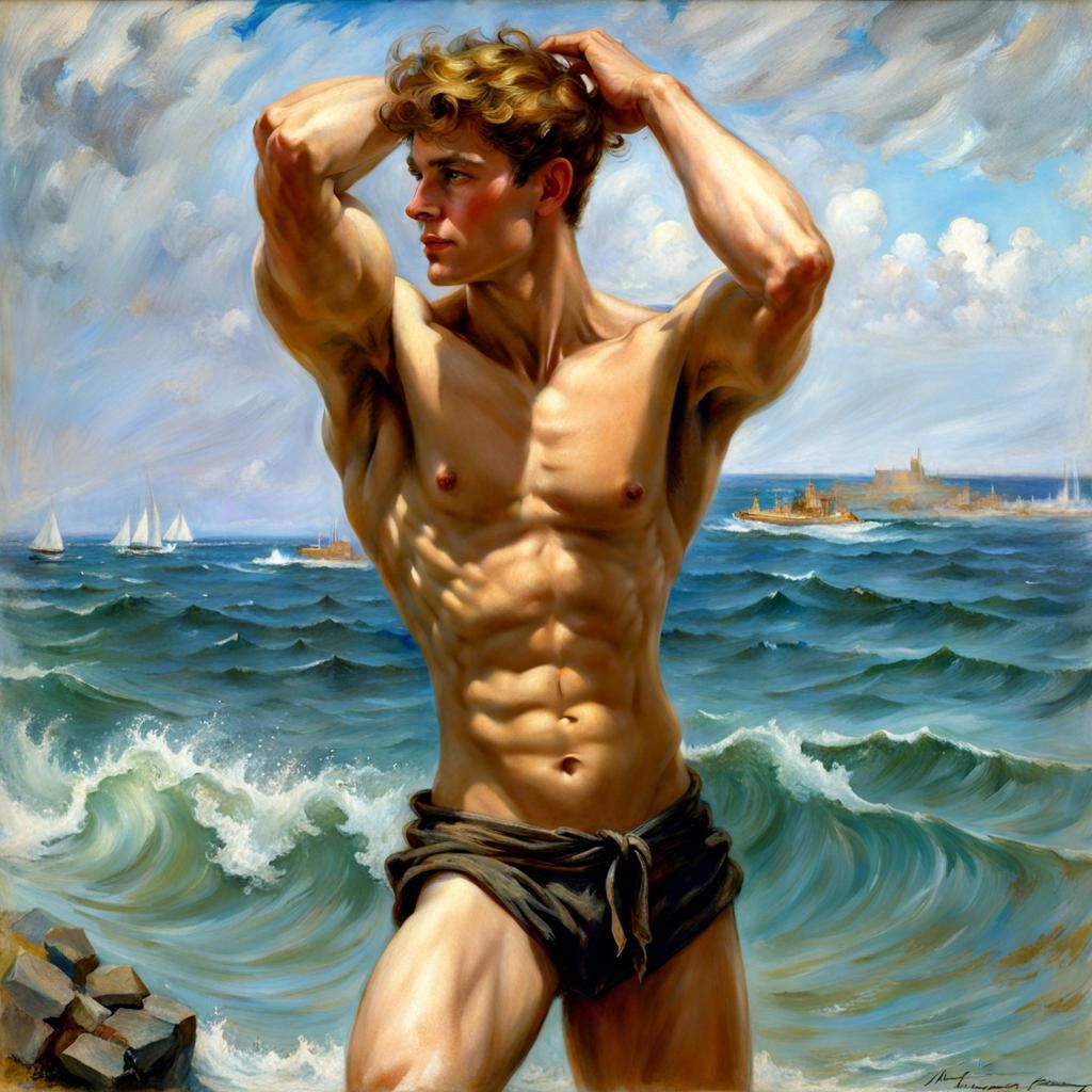 Alluring Muscular Man: Hyperrealistic UHD Portrait