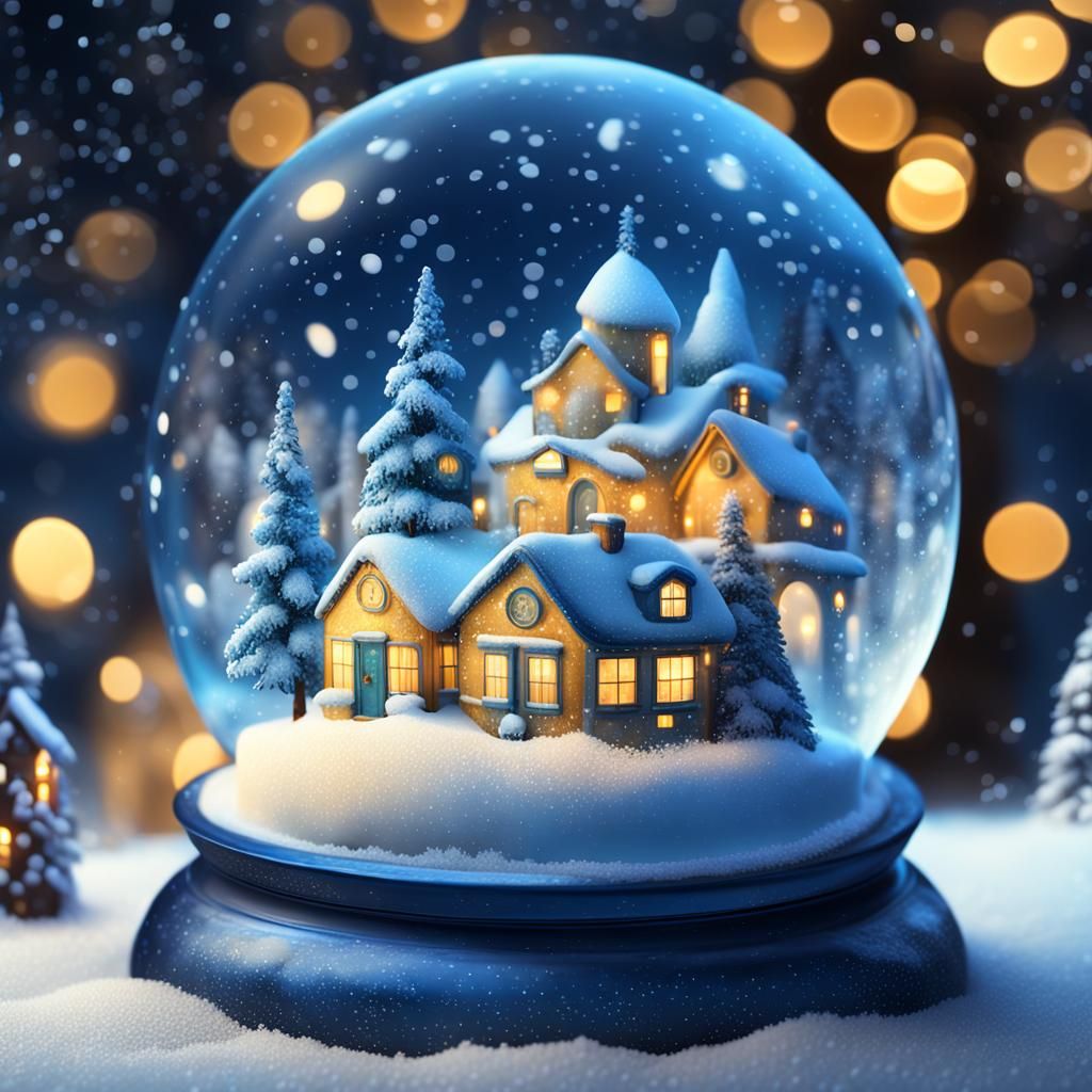Christmas Scene Snow Globe in Vibrant Digital Matte Painting