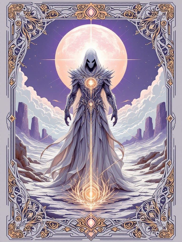 Mystical Guardian in Ethereal Landscape