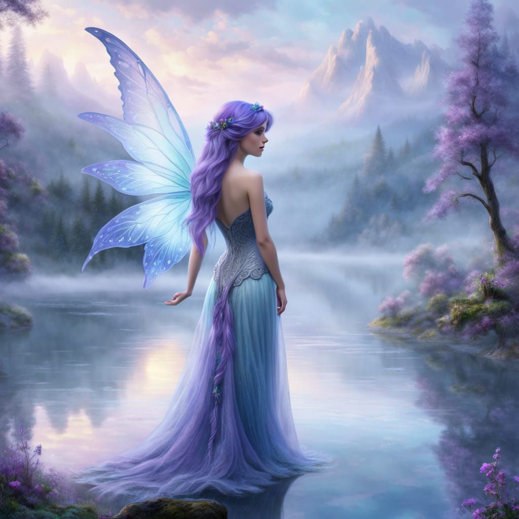 Ethereal Fairy in Whimsical Forest Landscape