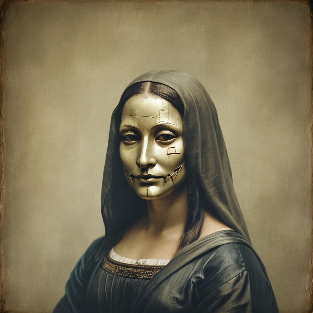 Mona Lisa as Ghostface in Baroque Portrait