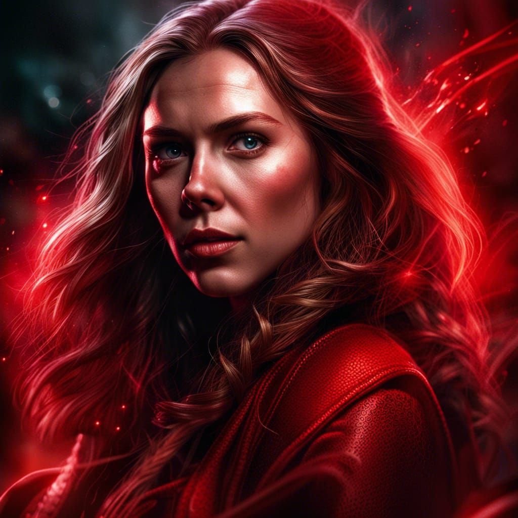 Scarlet Witch Portrait with Red Magic Powers