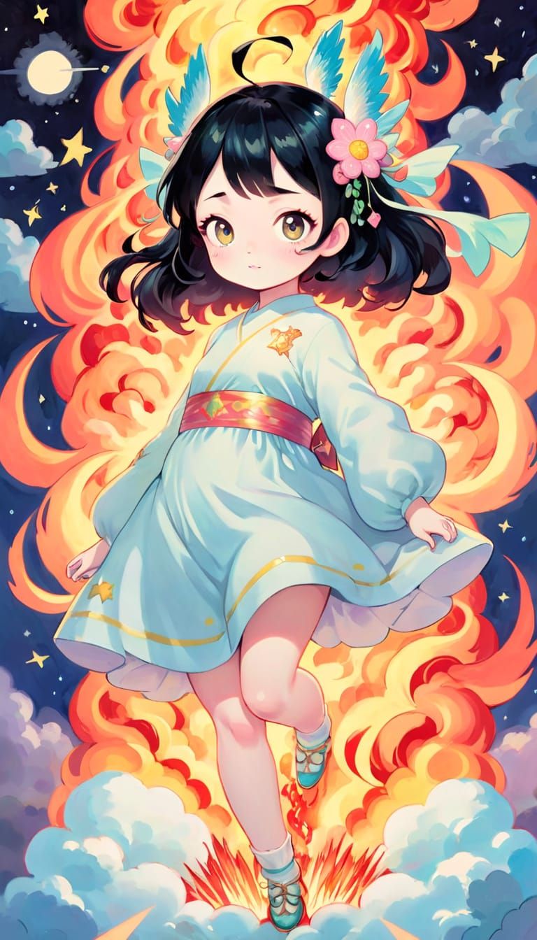 Biblical Pillar of Fire and Cloud in Anime Style