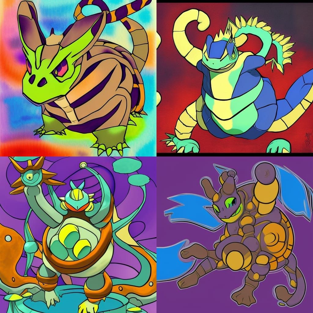 Abstract Wonderland with Pokemon: Blastoise, Gengar, and Mor...